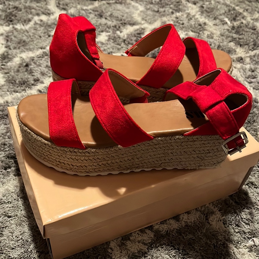 Emma espadrilles platform sandals in red